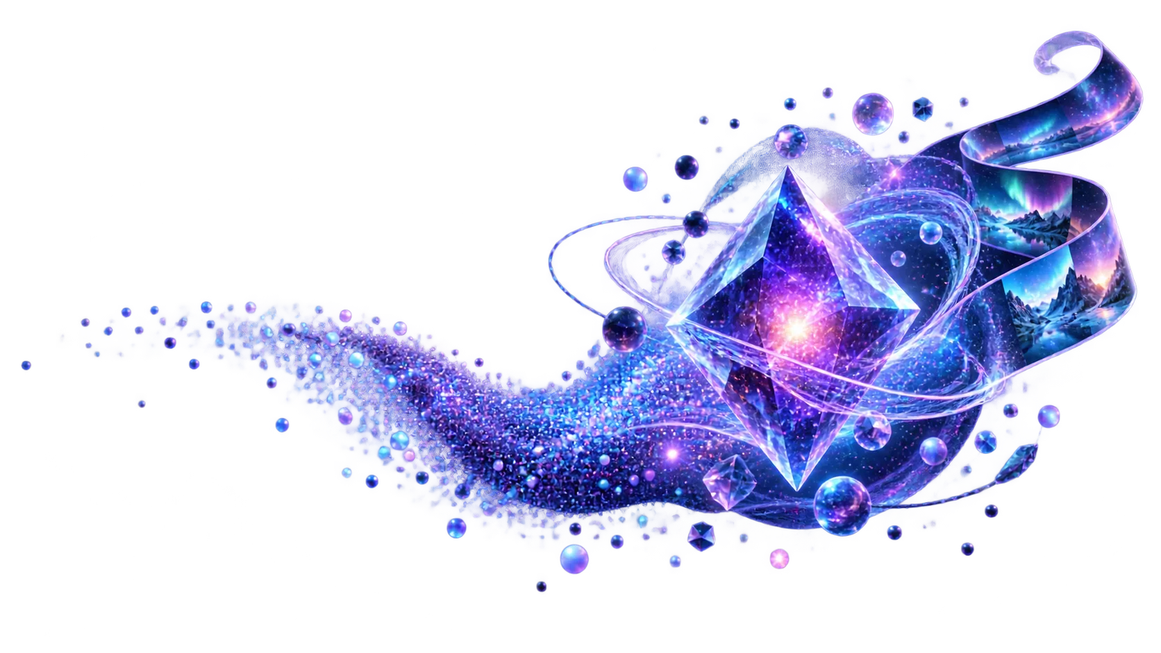 A luminous crystal core visualising Paintune's latent diffusion technology.