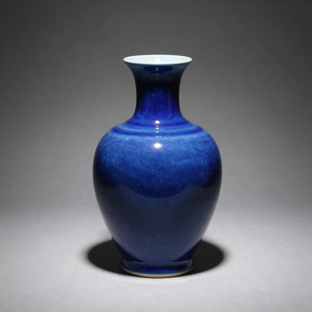Upscaled cobalt-blue vase with detail preserved.